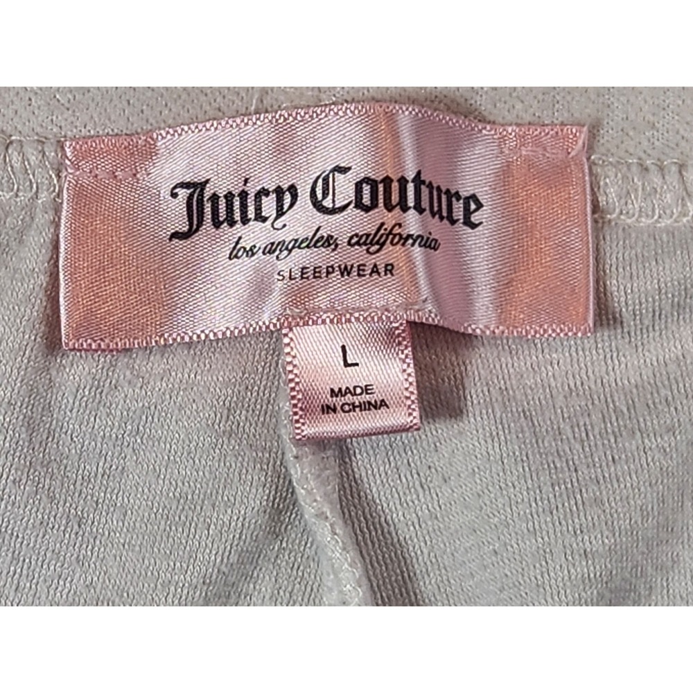 Juicy Couture Sleep Shorts Women Large cream Rhinestone Velour Lounge - Picture 3 of 10